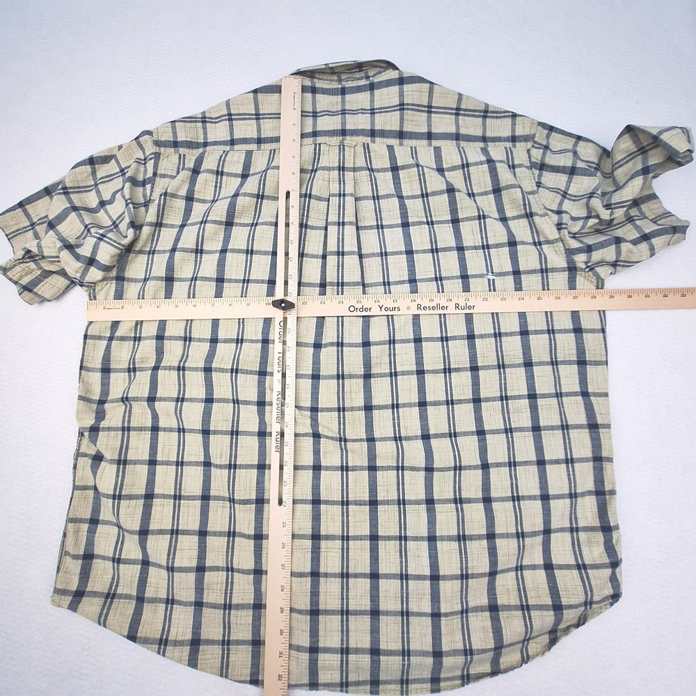 Cabelas Button Down Work Shirt Mens 2XL Tall Brown Blue Plaid Cotton Bundle 2pk - Picture 10 of 13